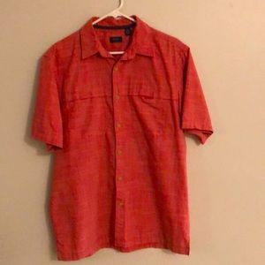 Mens Arrow Red Button Down Short Sleeve Shirt